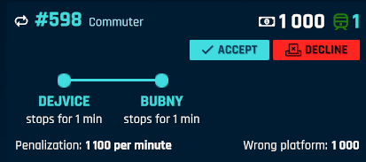 An offered one-way contract – train shall be stabled at Bubny