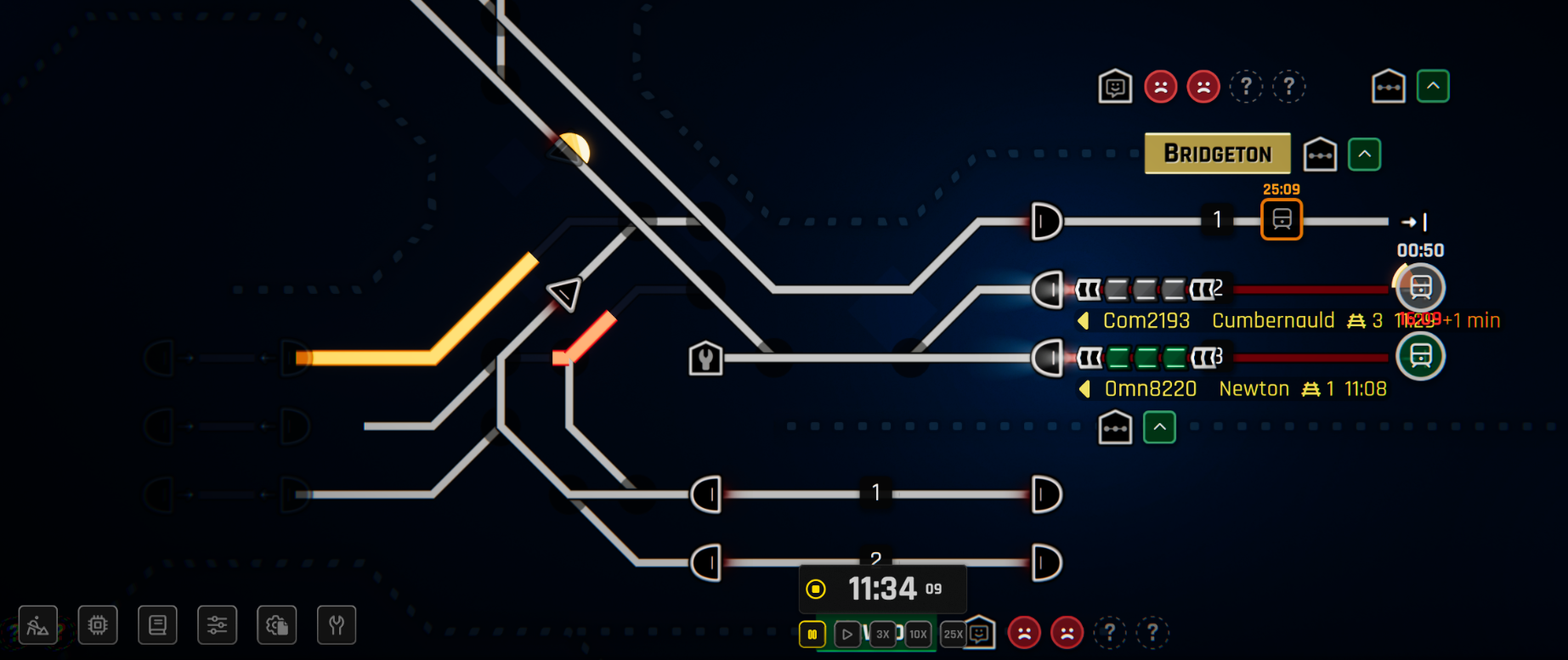 Track under construction with the progress line